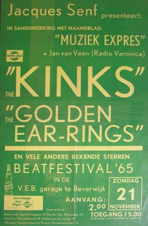 Kinks & Golden Earrings show announcement Beverwijk VEB garage November 21, 1965